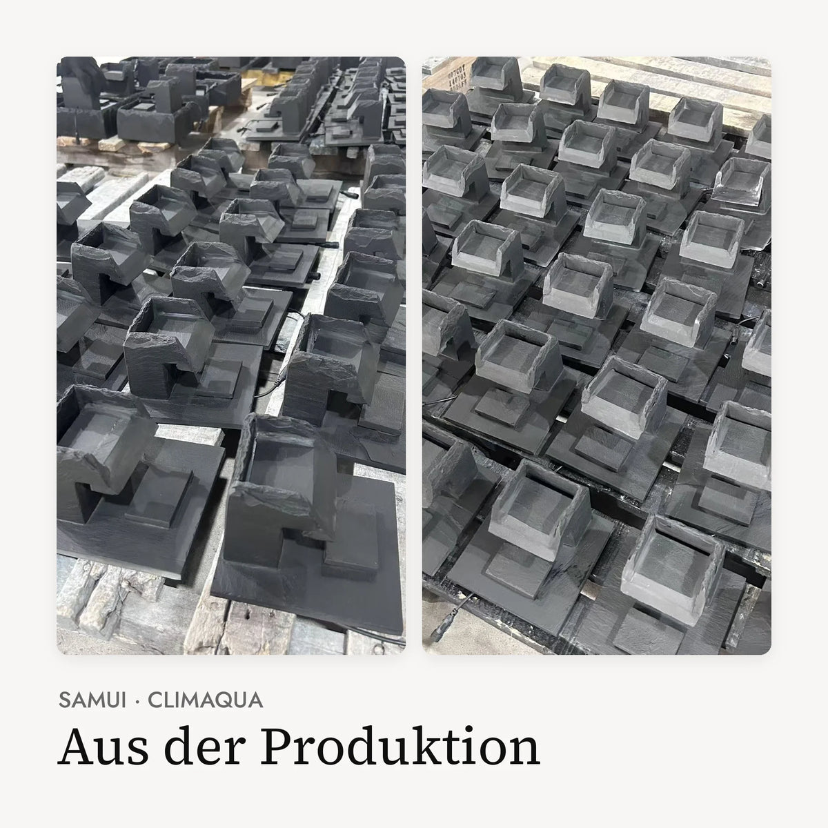 Zimmerbrunnen SAMUI aus Schiefer in der Produktion von CLIMAQUA