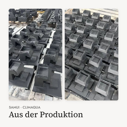 Zimmerbrunnen SAMUI aus Schiefer in der Produktion von CLIMAQUA