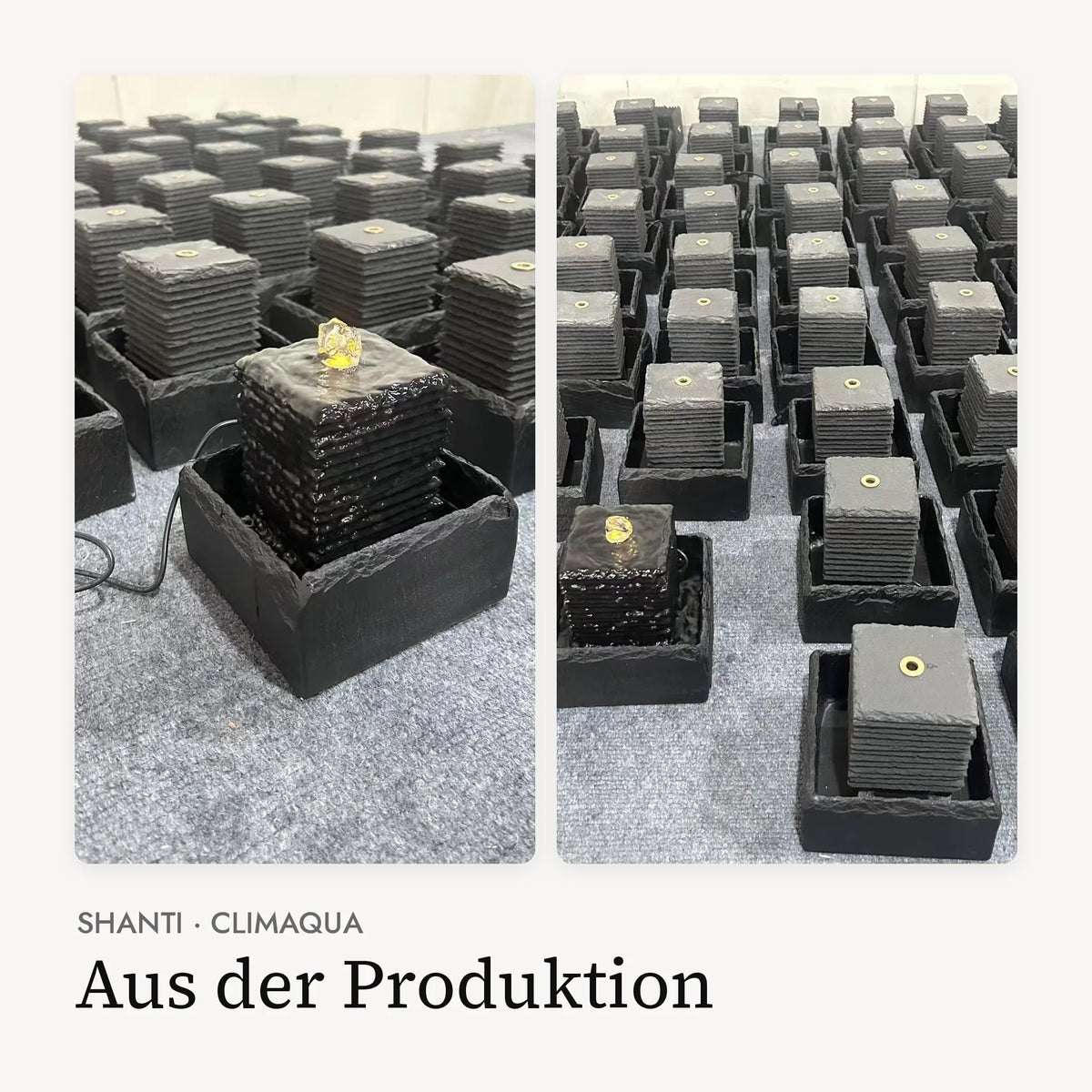 Zimmerbrunnen SHANTI aus Schiefer in der Produktion