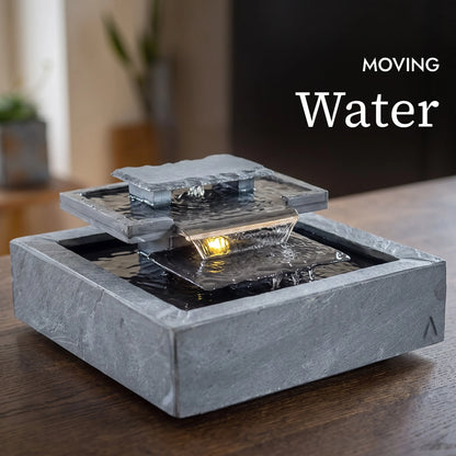 Moving water on the SHONAI tabletop fountain (AI content)