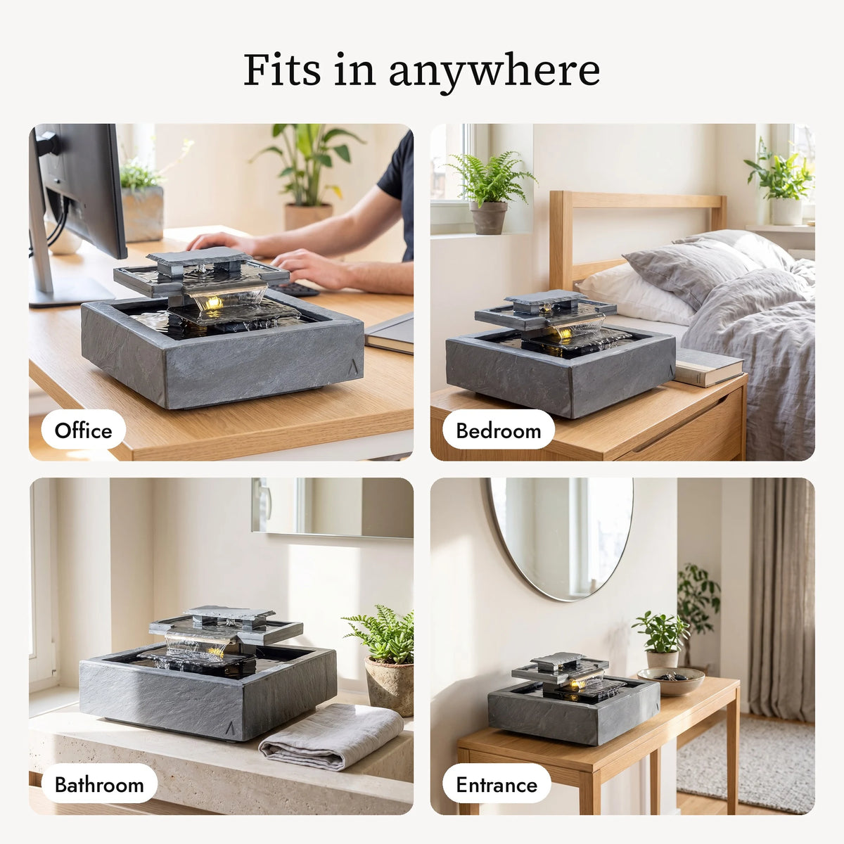 SHONAI tabletop fountain in the office, bedroom, dining area and entrance (AI content)
