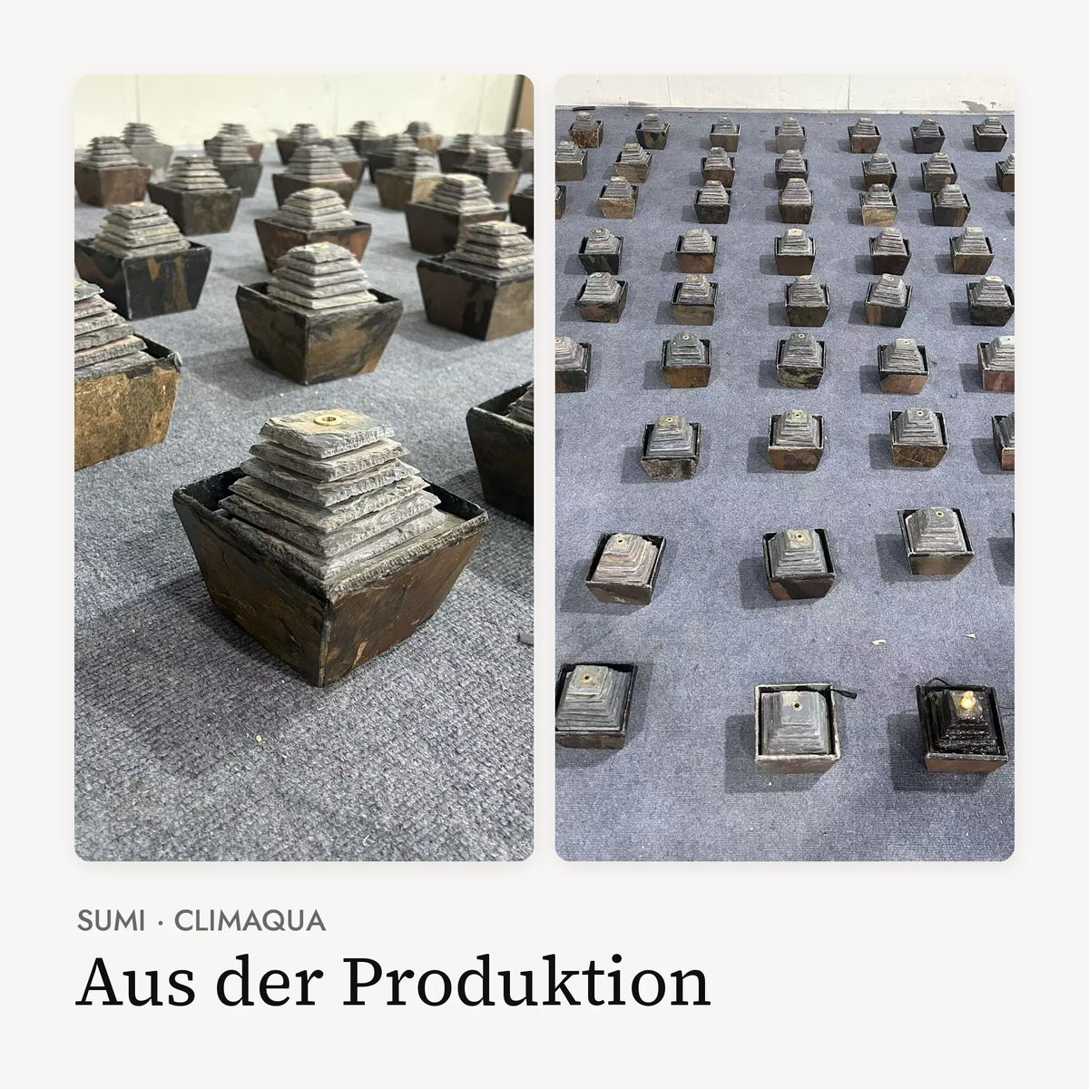 Zimmerbrunnen SUMI aus Schiefer Rusty in der Produktion von CLIMAQUA