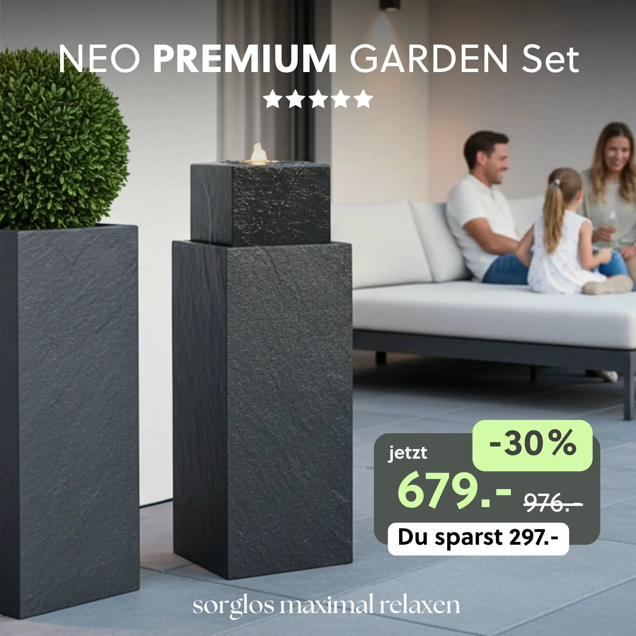 Säule Brunnen NEO PREMIUM GARDEN Set - CLIMAQUA