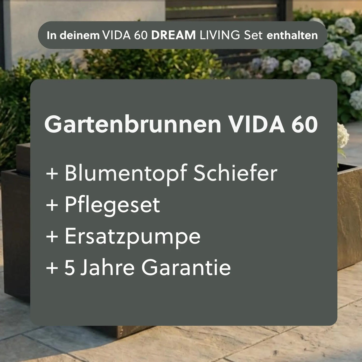 Gartenbrunnen VIDA 60 Anthrazit DREAM LIVING Set - CLIMAQUA