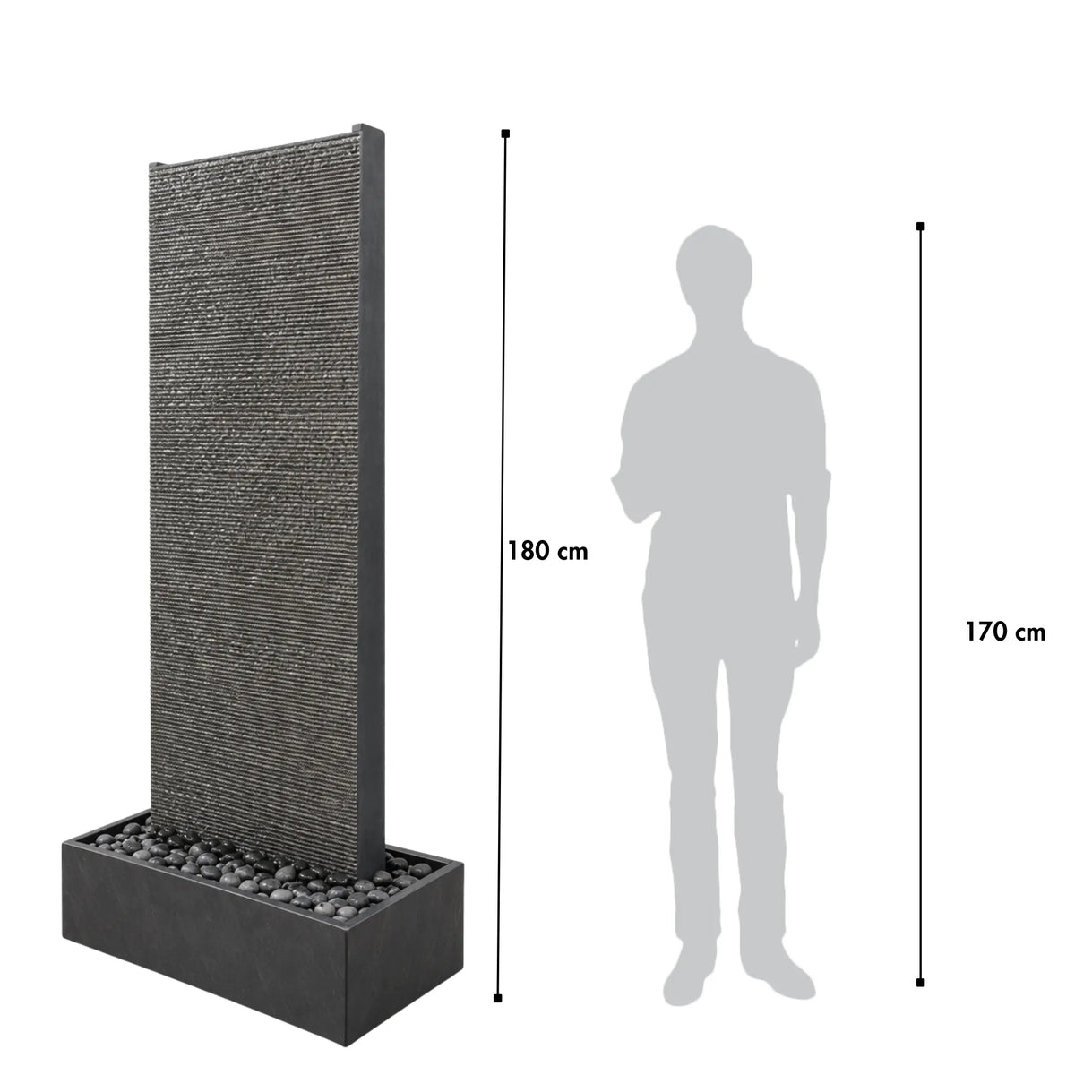 EDEN GRANDE – Premium Wasserwand aus Granitstein, Indoor/Outdoor, 80×38×180 cm