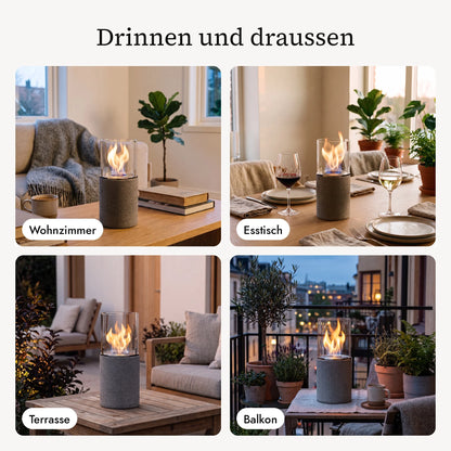 Tischfeuer TIAN S im Wohnzimmer, am Esstisch, auf der Terrasse und auf dem Balkon (KI-Inhalte)