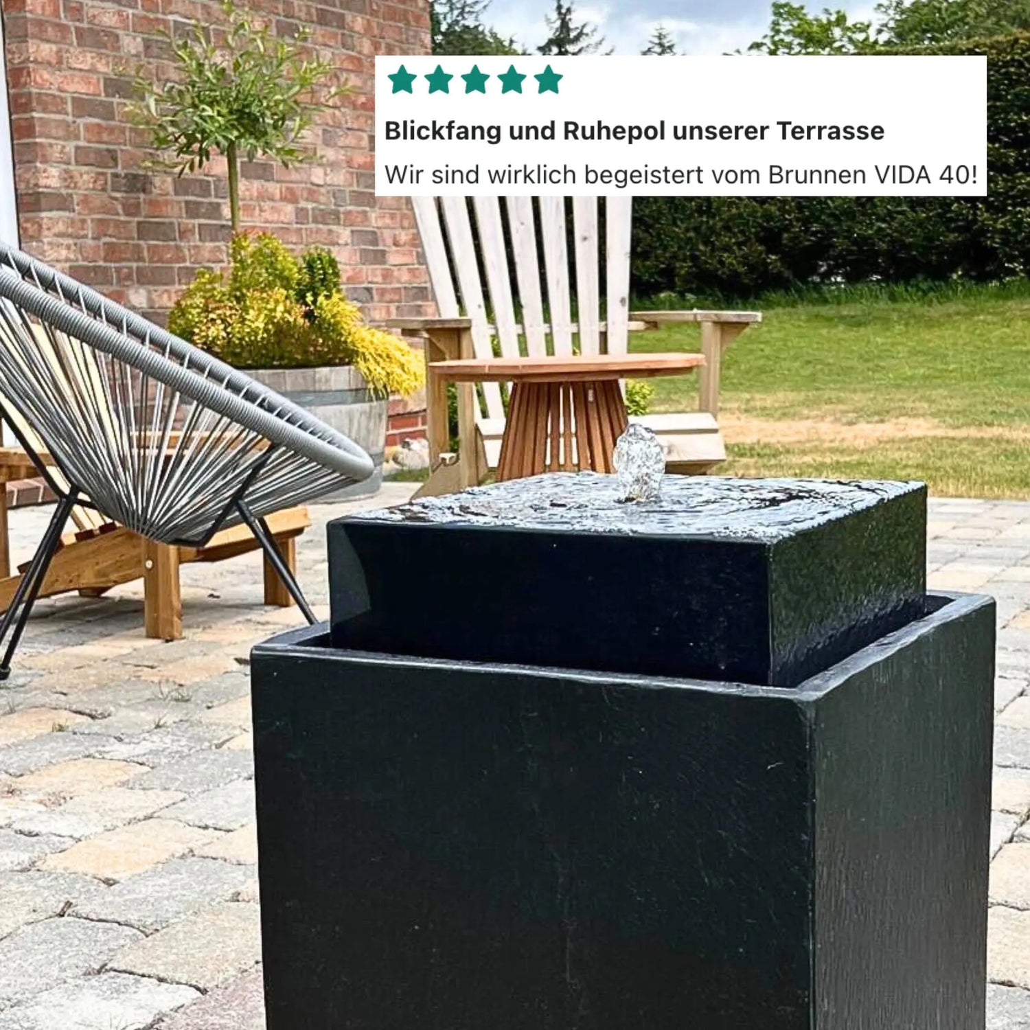 Gartenbrunnen VIDA 40 PREMIUM LIVING Set Anthrazit - CLIMAQUA