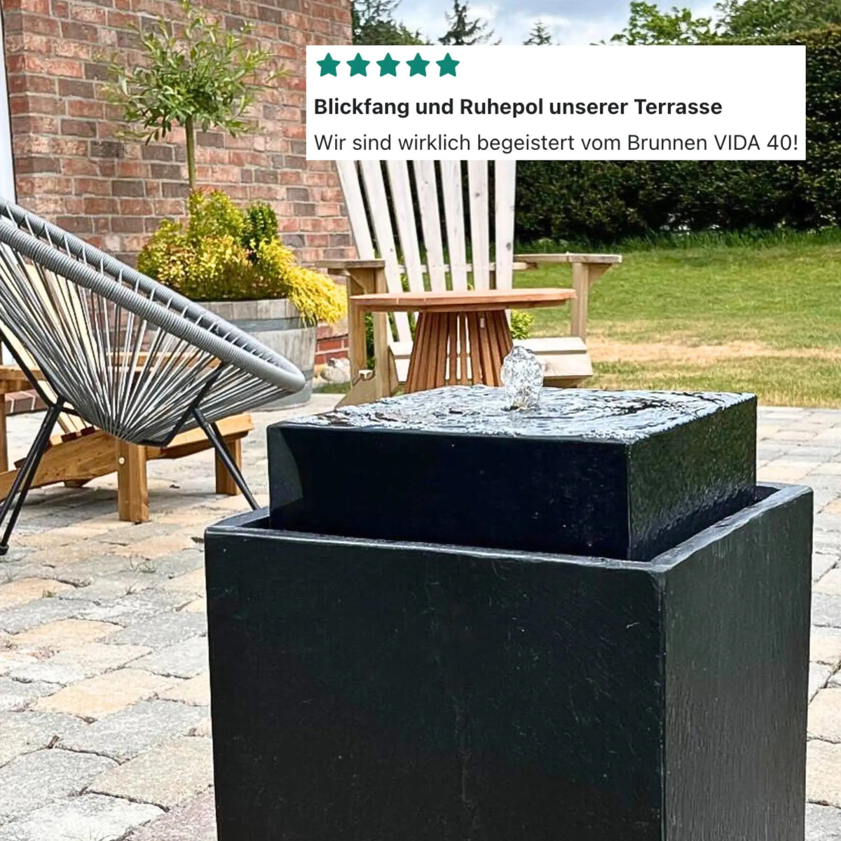 Gartenbrunnen VIDA 40 PREMIUM LIVING Set Anthrazit - CLIMAQUA