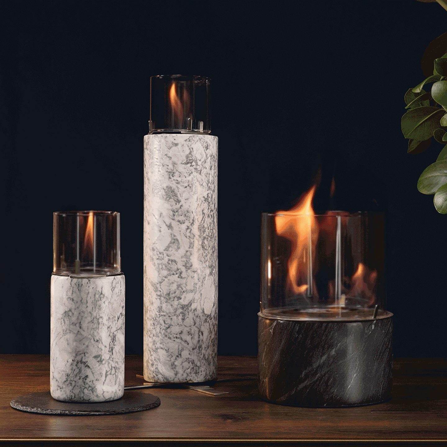 Tischfeuer Marmor schwarz PINO M - CLIMAQUA