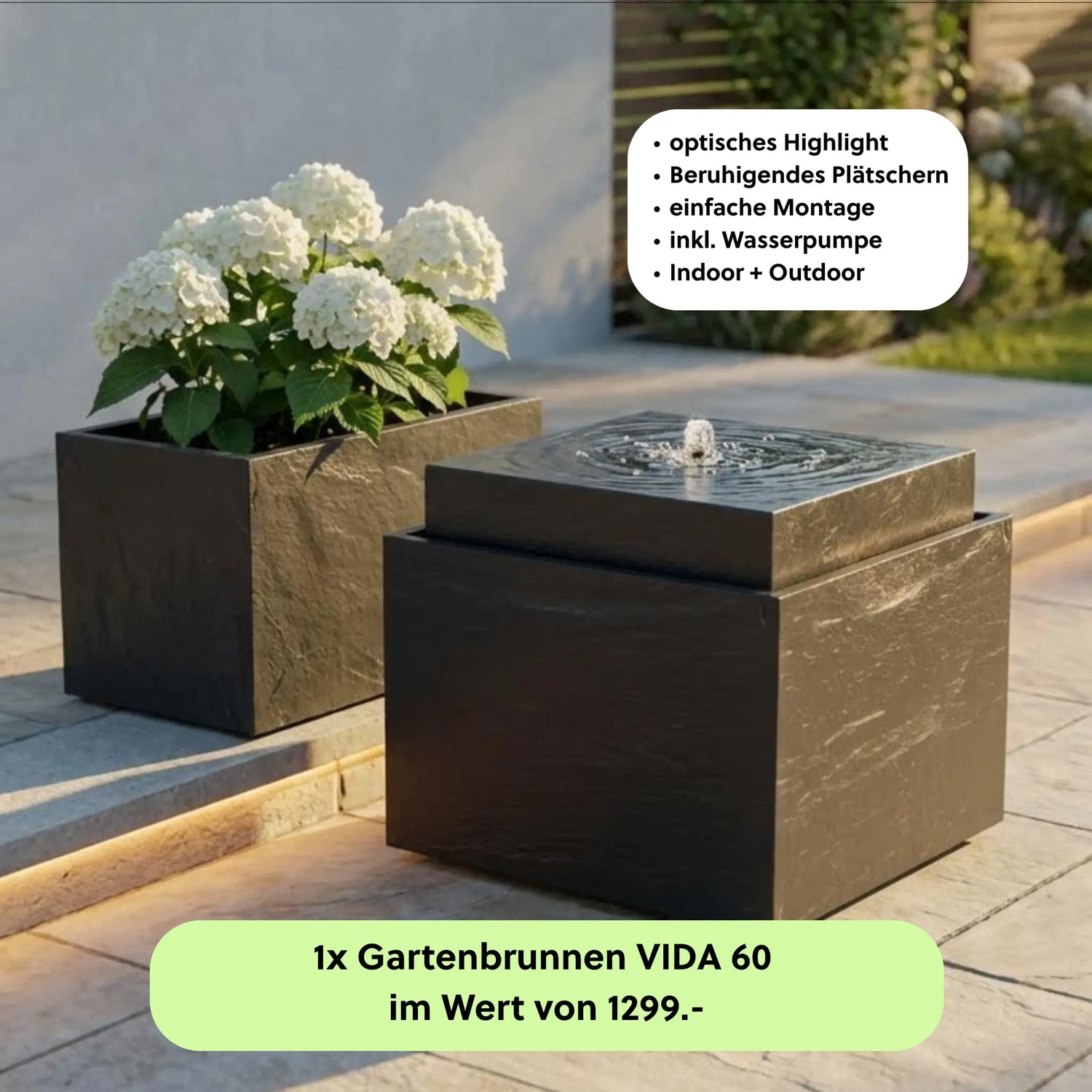 Gartenbrunnen VIDA 60 Anthrazit DREAM LIVING Set - CLIMAQUA