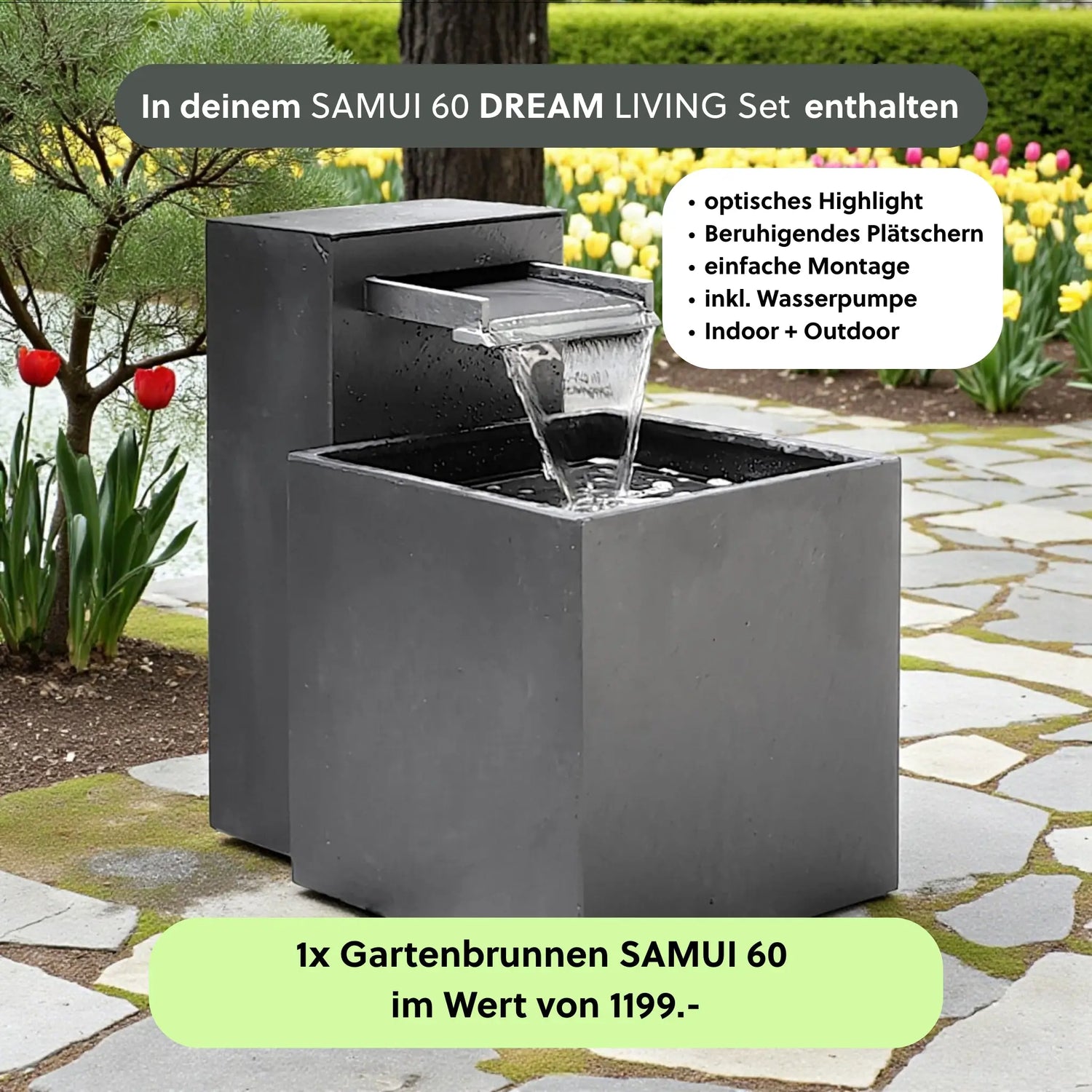 Gartenbrunnen SAMUI 60 DREAM LIVING Set - CLIMAQUA