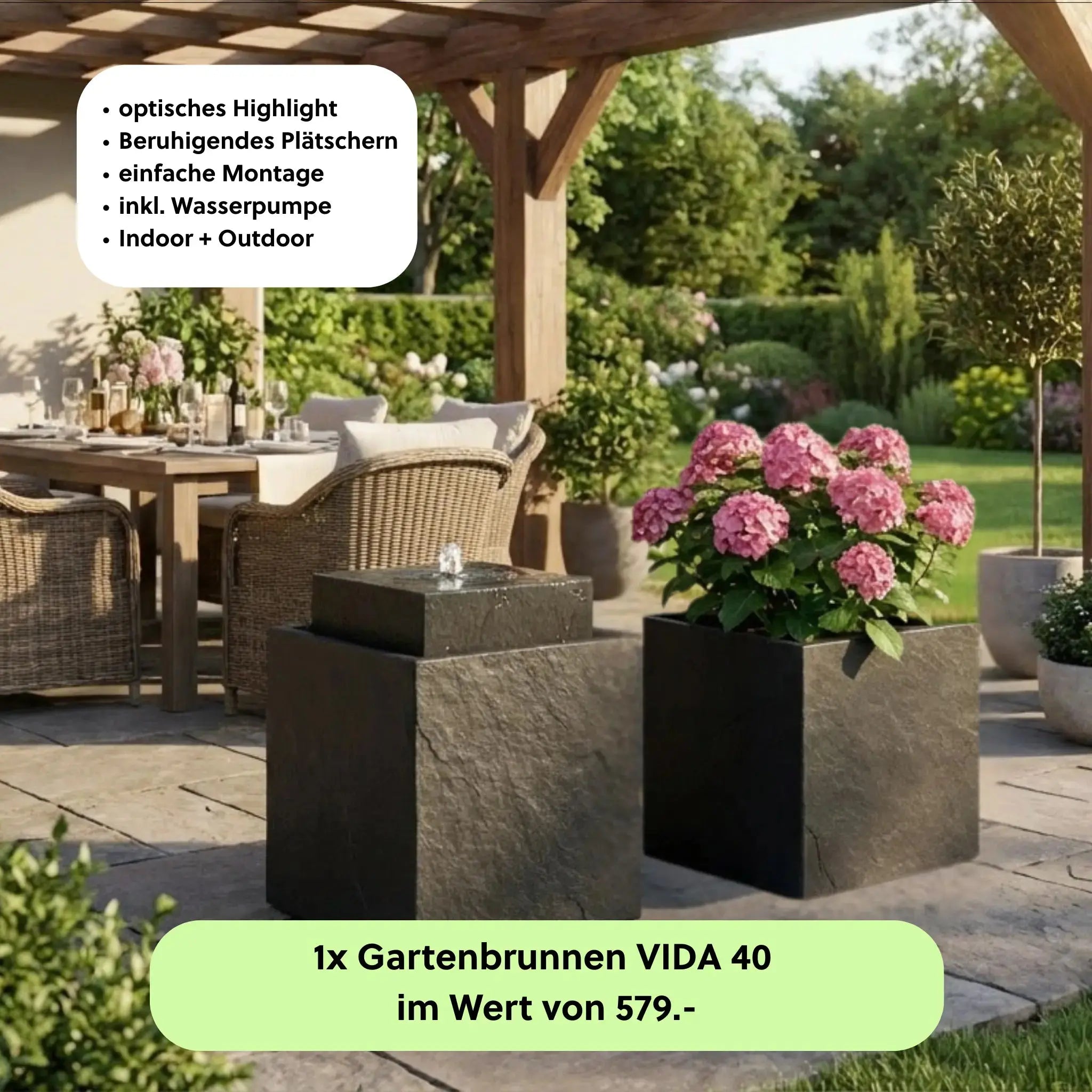 Gartenbrunnen VIDA 40 PREMIUM LIVING Set Anthrazit - CLIMAQUA