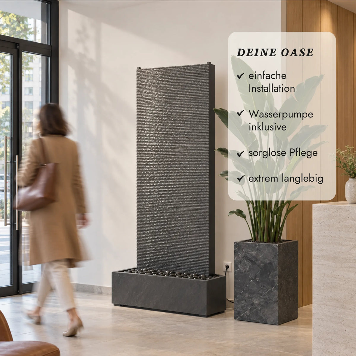 Exklusive XXL Wasserwand 180cm echt Granit Stein – EDEN GRANDE DREAM SET