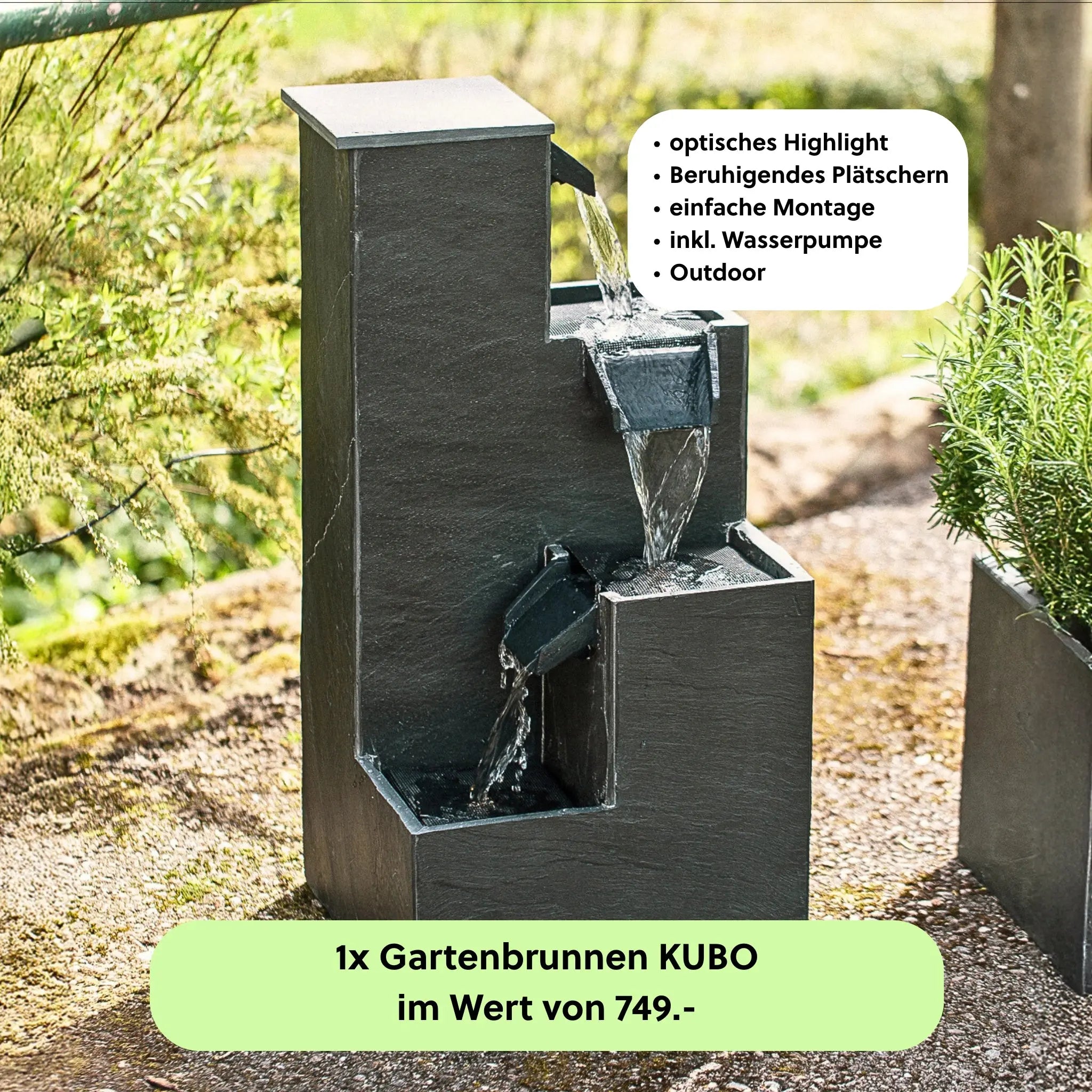 Gartenbrunnen KUBO PREMIUM LIVING Set - CLIMAQUA