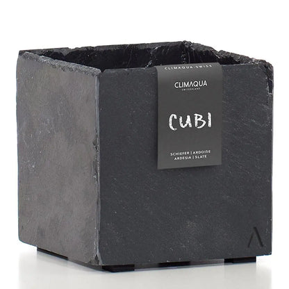 Übertopf Würfel 17x17x17 cm Schiefer Schwarz CUBI 17 Anthrazit - CLIMAQUA