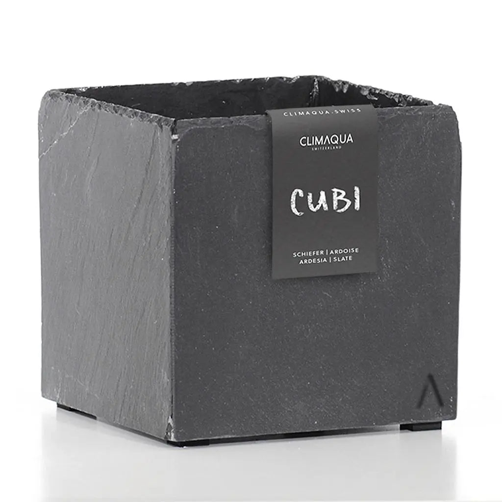 Übertopf Würfel 21x21x21 cm Schiefer Schwarz CUBI 21 Anthrazit - CLIMAQUA