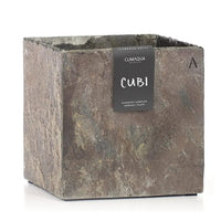 CUBI 30 Rusty – Bloempot vierkant buiten 29x29x29 cm leisteen bruin