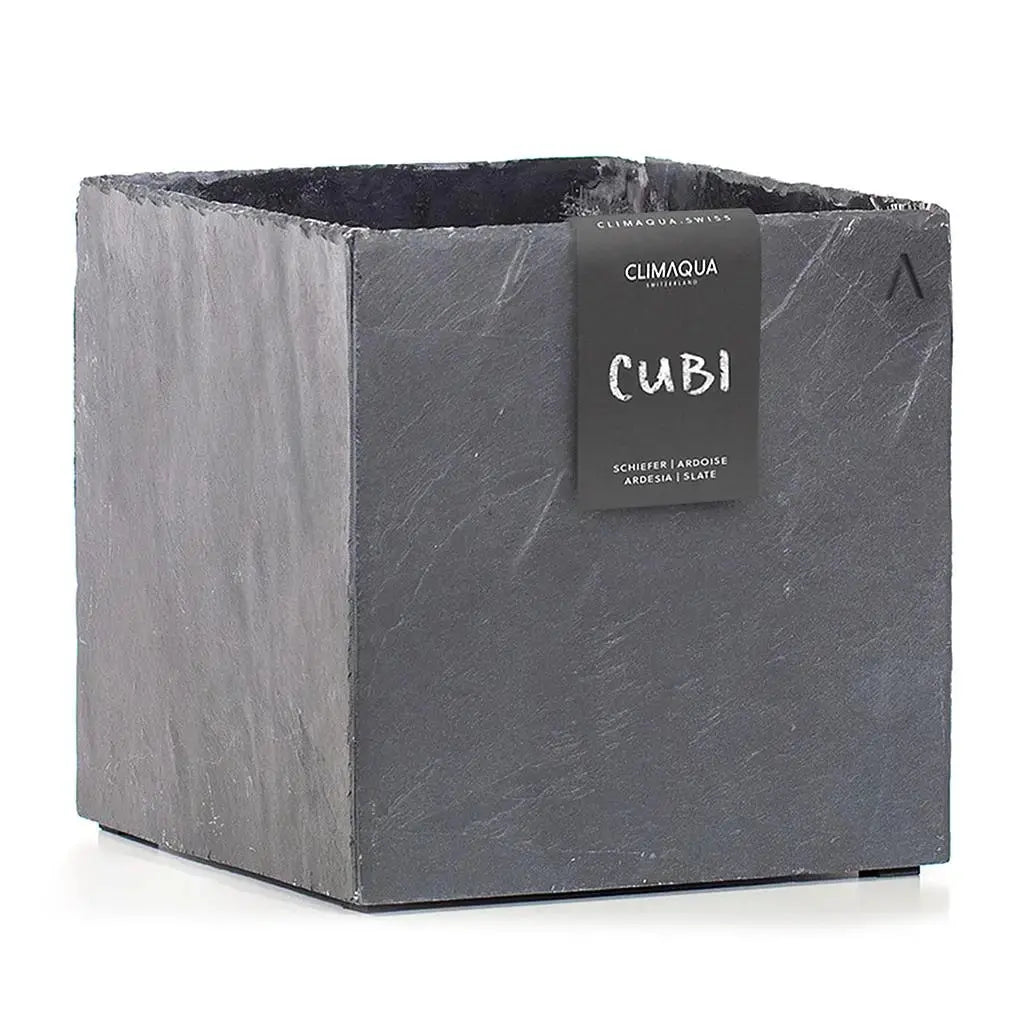 Übertopf Würfel Indoor 29x29x29 cm Schiefer Schwarz CUBI 31 Anthrazit - CLIMAQUA