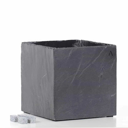 Übertopf Würfel Indoor 29x29x29 cm Schiefer Schwarz CUBI 31 Anthrazit - CLIMAQUA