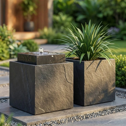 Gartenbrunnen VIDA 40 PREMIUM LIVING Set Anthrazit - CLIMAQUA