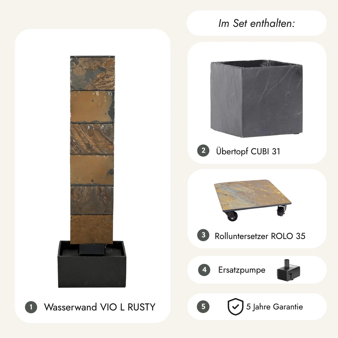 Wasserwand VIO L RUSTY PURE LIVING Set PRE-SALE