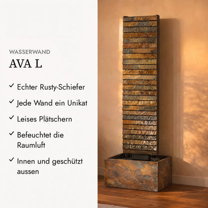 AVA L – Grosse Wasserwand Schiefer 130 cm Braun