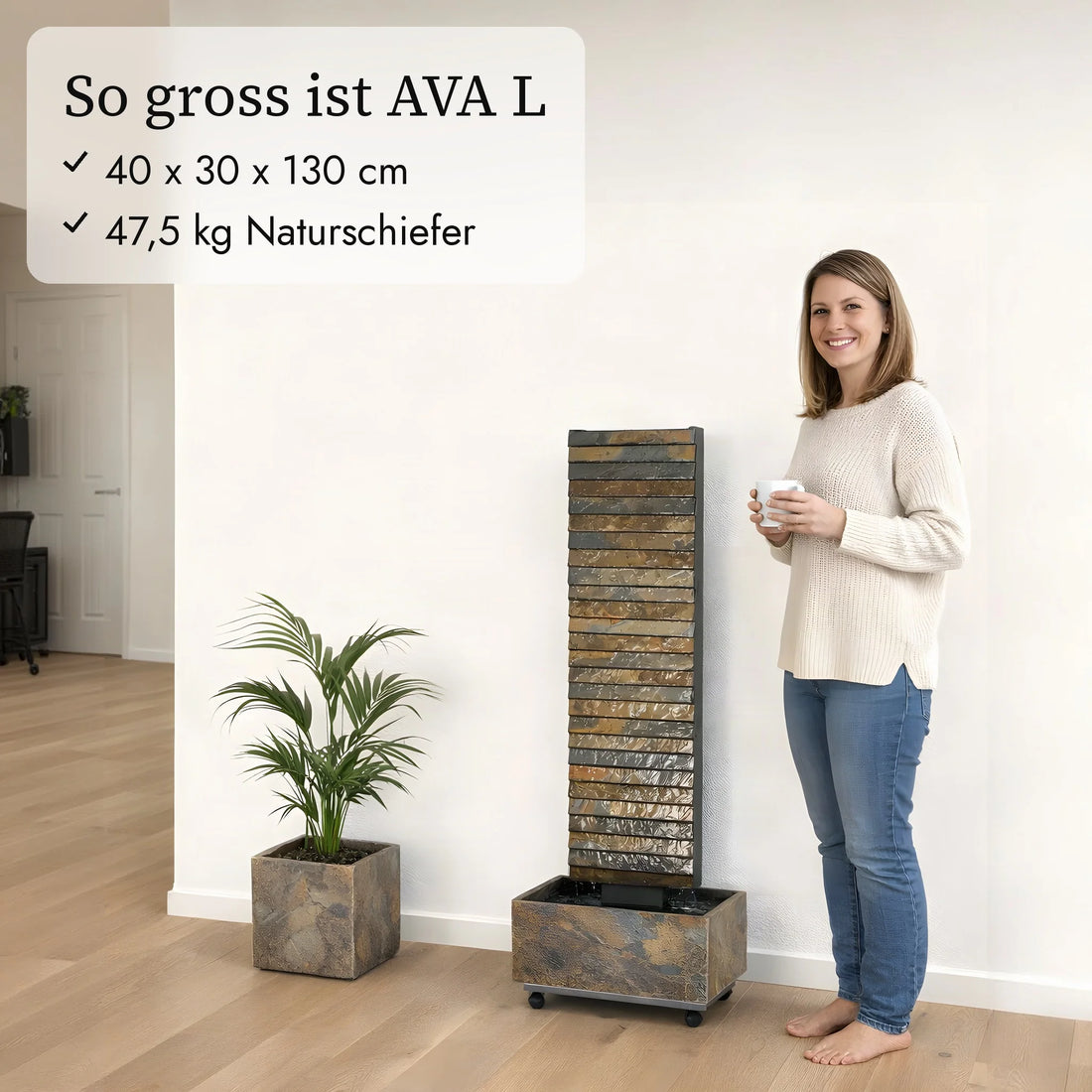 So gross ist die Wasserwand AVA L im Vergleich zu einer Person (KI-Inhalte)
