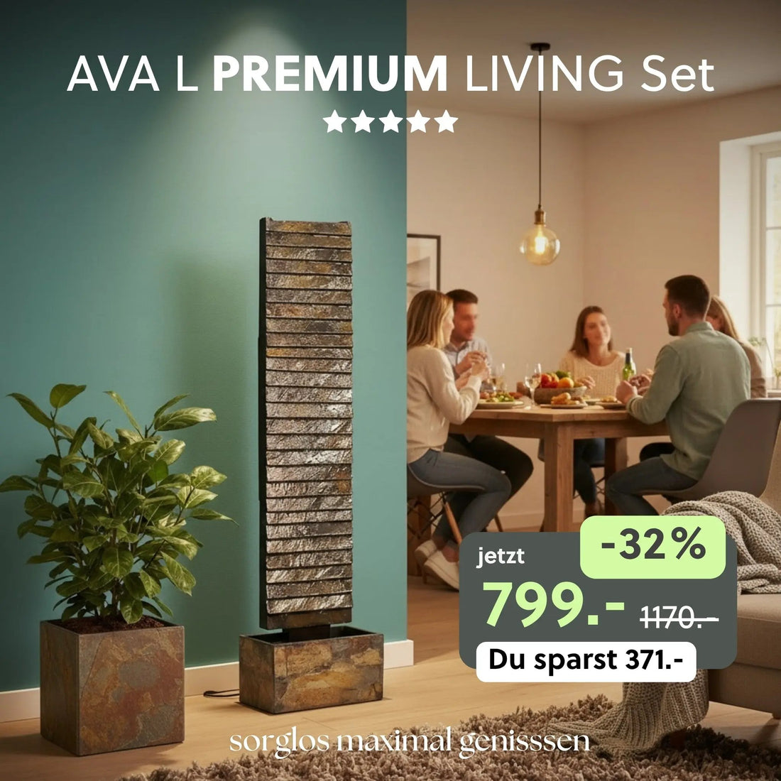 Wasserwand AVA L PREMIUM LIVING Set - CLIMAQUA