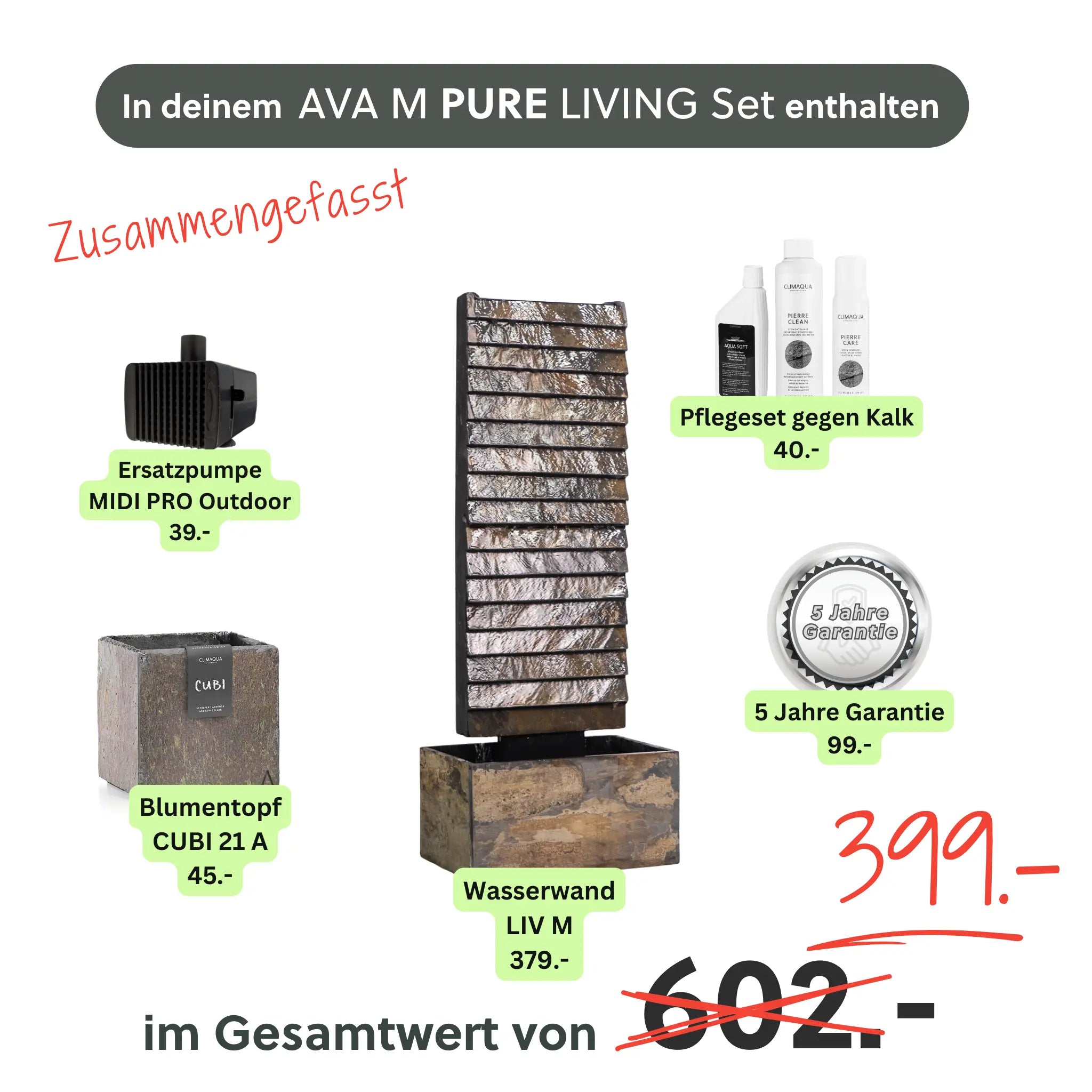 Wasserwand AVA M PURE LIVING Set - CLIMAQUA