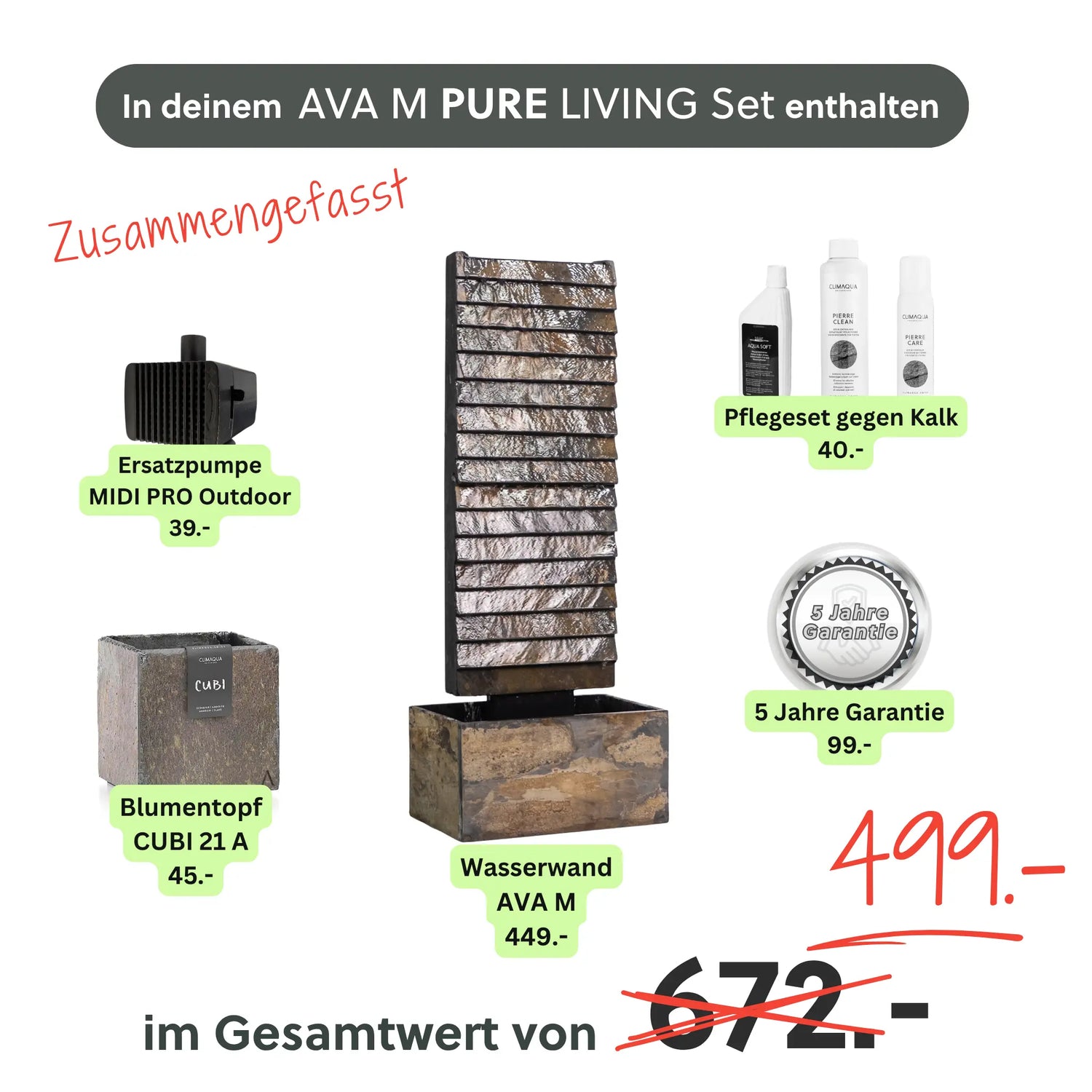 Wasserwand AVA M PURE LIVING Set - CLIMAQUA
