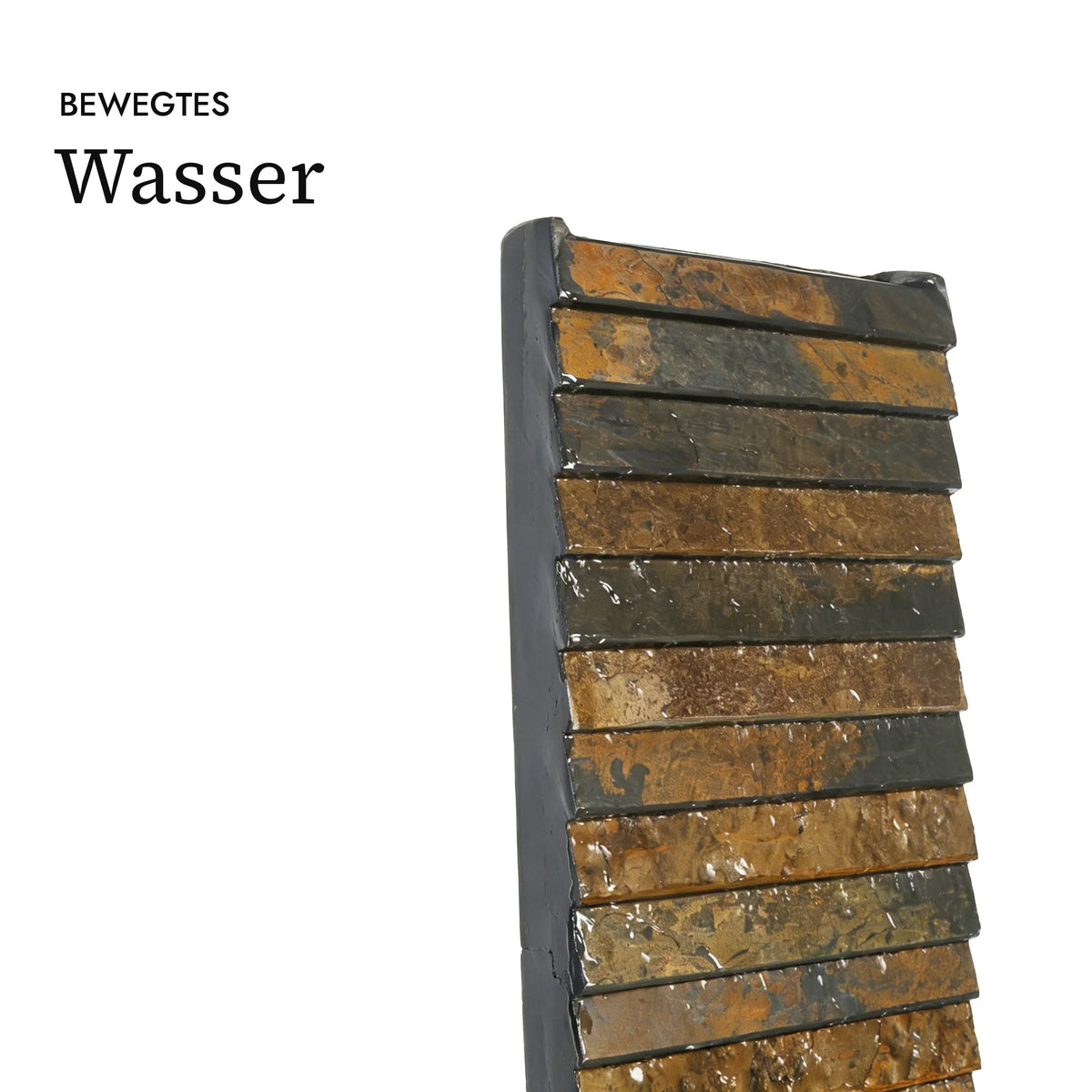 Bewegtes Wasser an der Wasserwand AVA XL aus Rusty-Schiefer