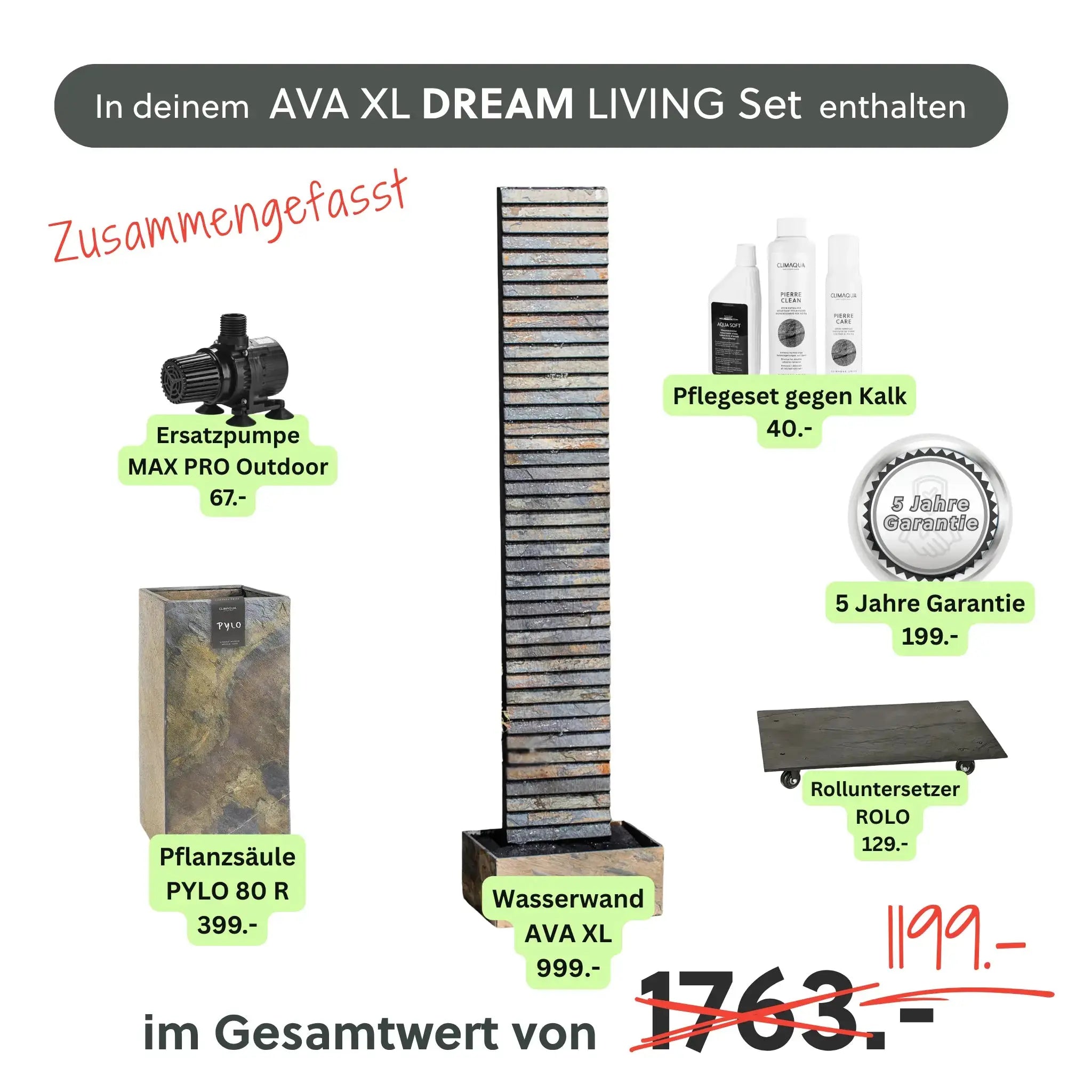 Wasserwand AVA XL DREAM LIVING Set - CLIMAQUA
