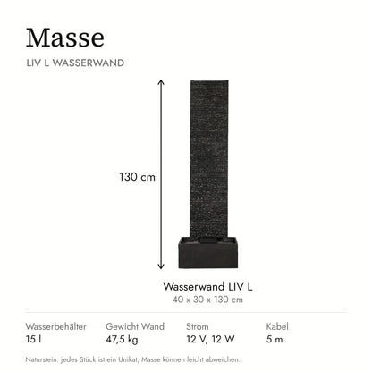 Masse der Wasserwand LIV L: 40 x 30 x 130 cm