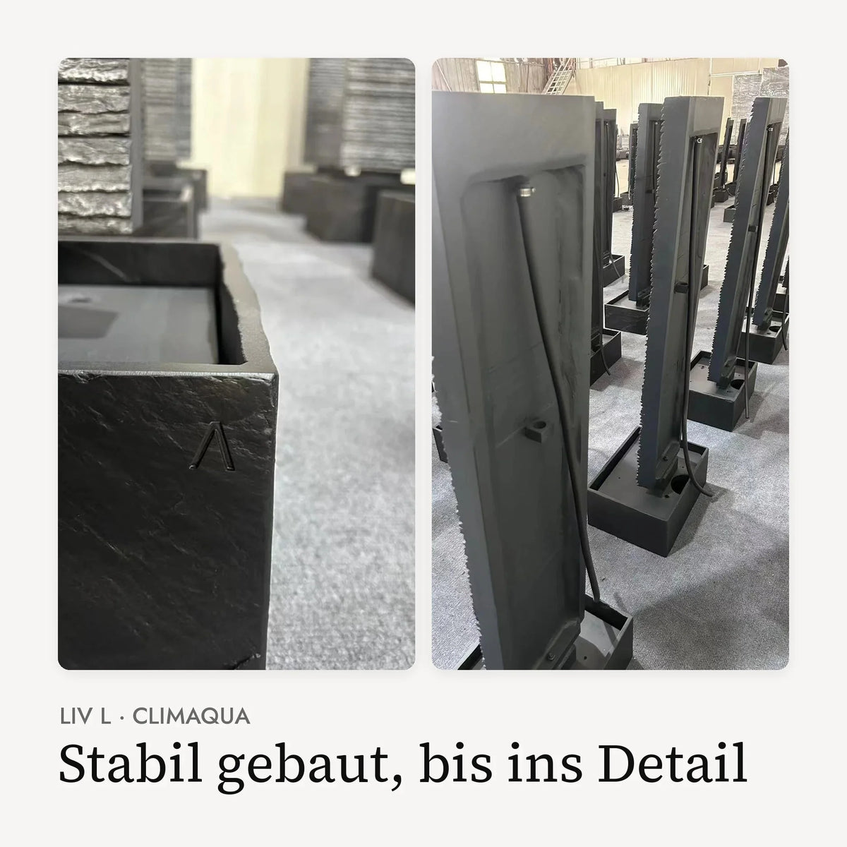 Tankdetail und Rückseite der Wasserwand LIV L aus der Produktion