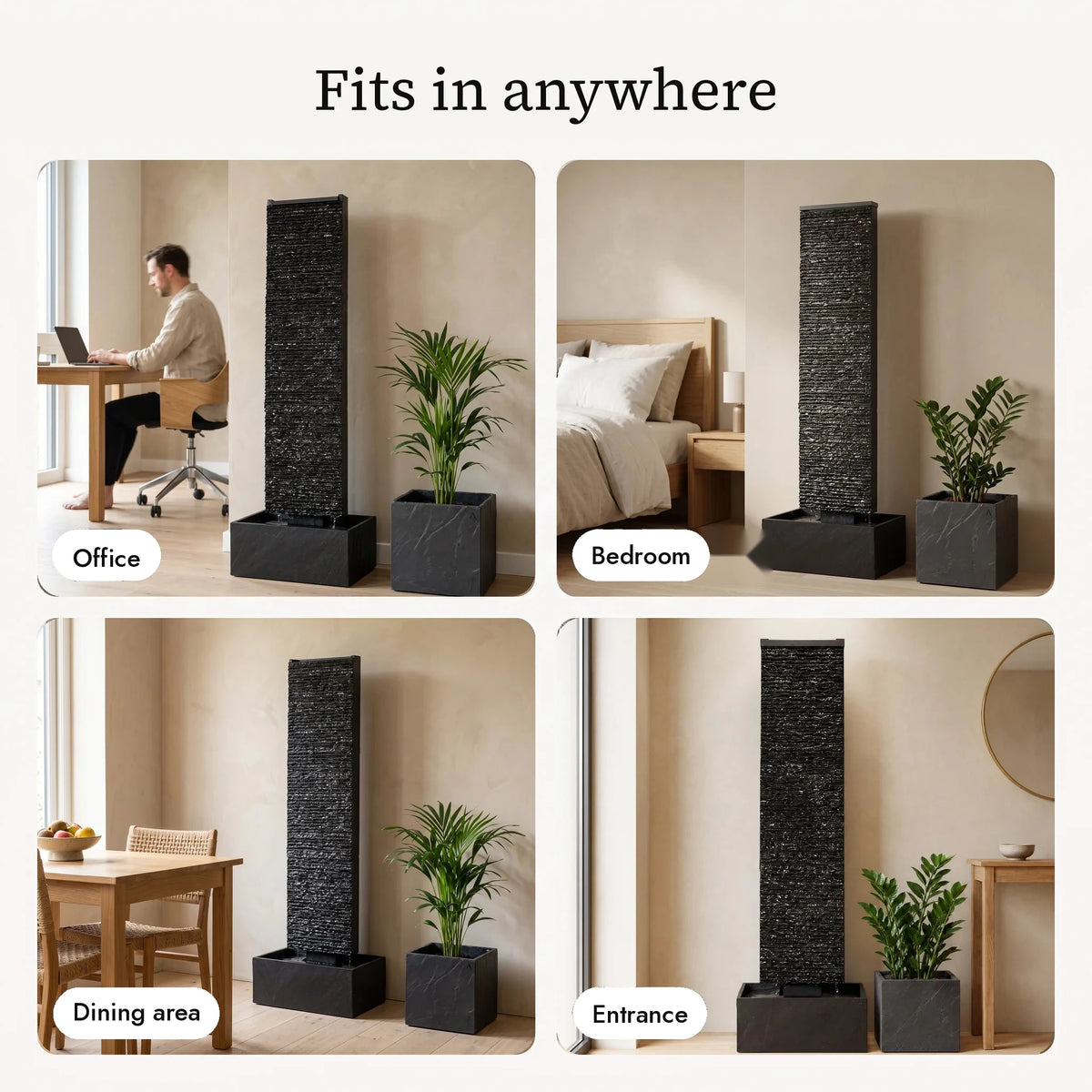 LIV L water wall in the office, bedroom, dining area and entrance (AI content)