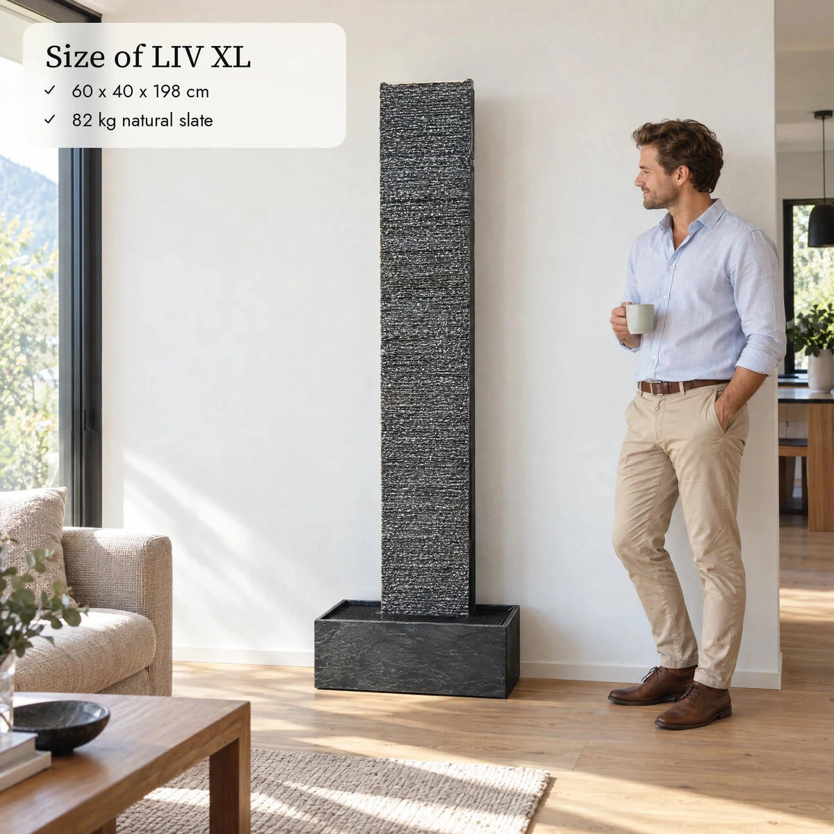Size of the LIV XL water wall (AI content)