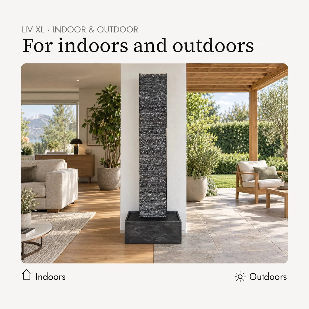 LIV XL water wall indoors and outdoors (AI content)