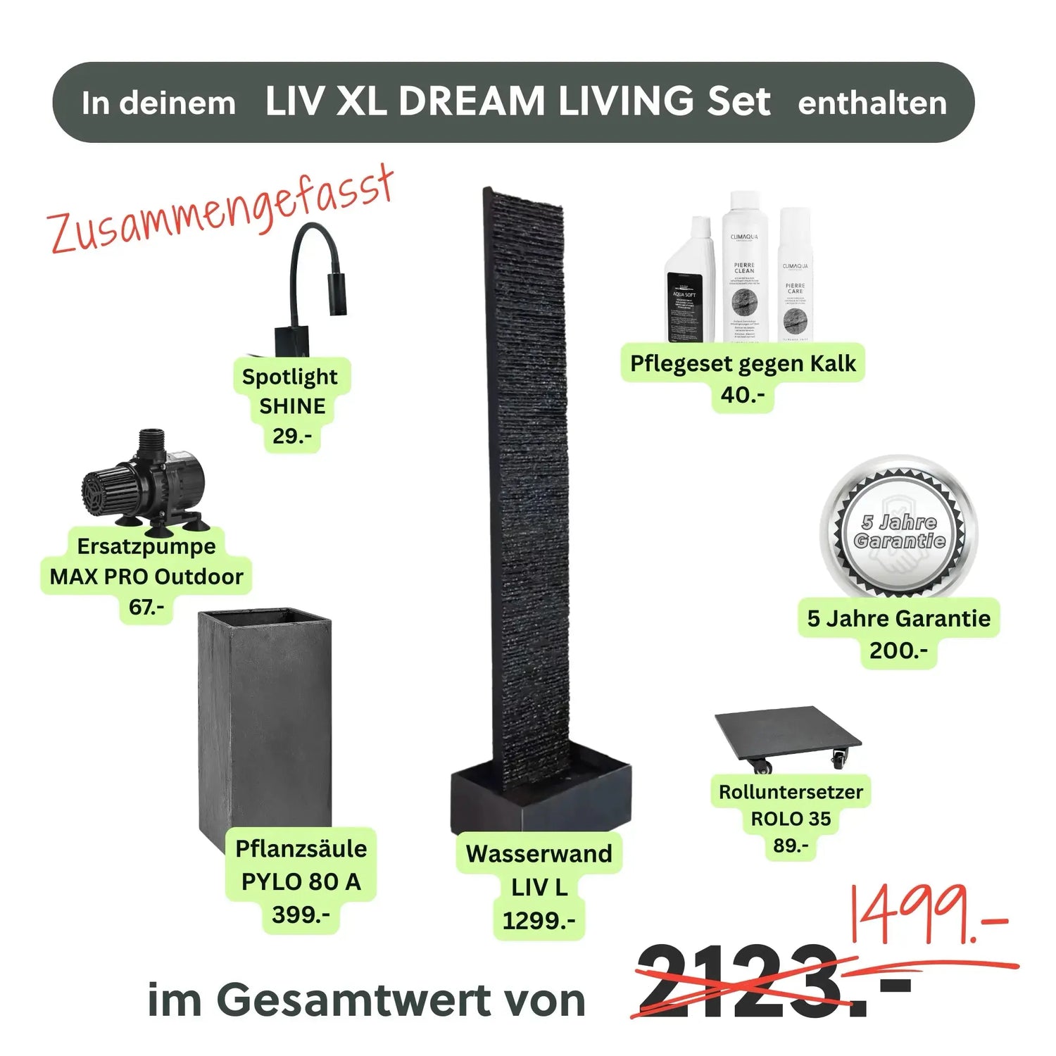 Wasserwand Set LIV XL DREAM LIVING - CLIMAQUA