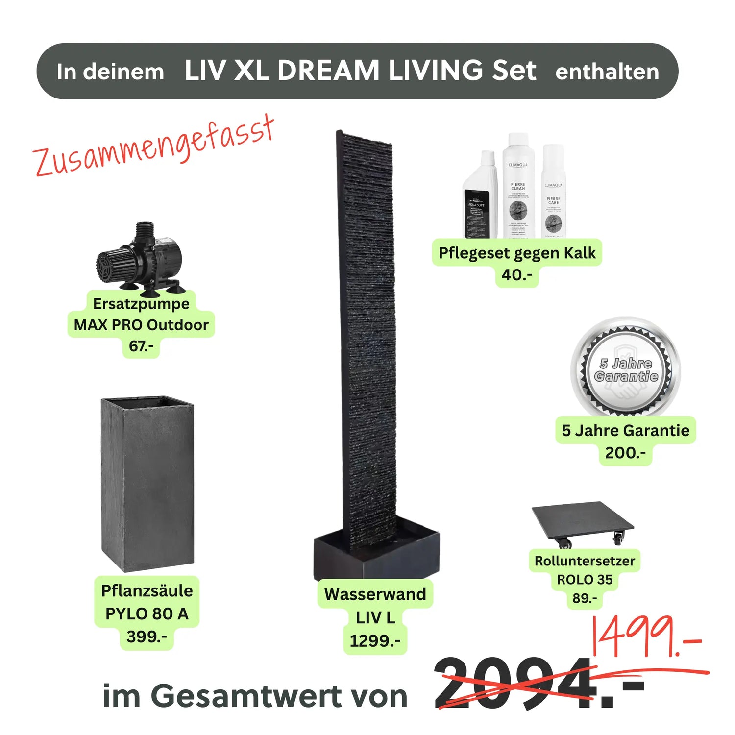 Wasserwand Set LIV XL DREAM LIVING - CLIMAQUA