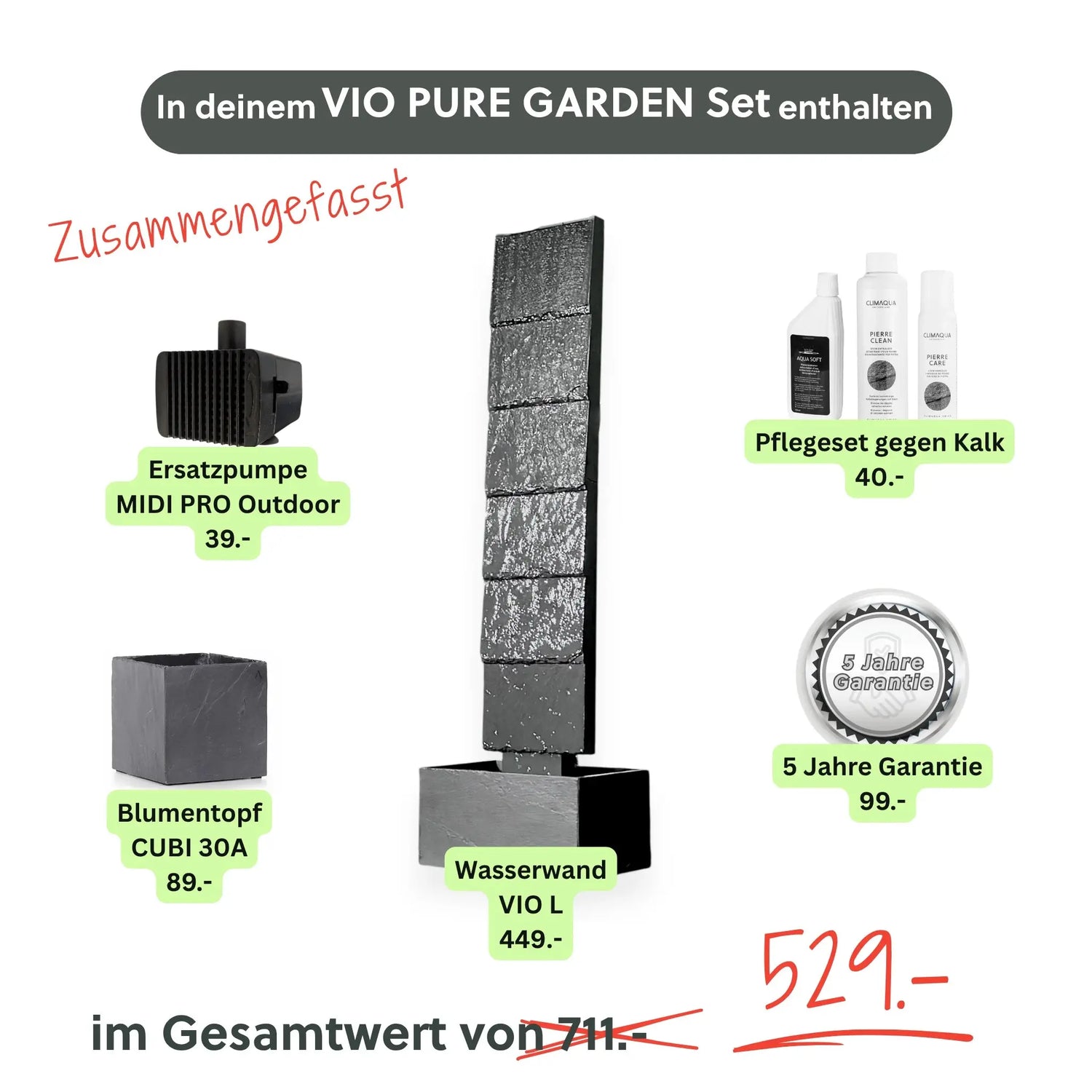Wasserwand VIO L PURE GARDEN Set - CLIMAQUA