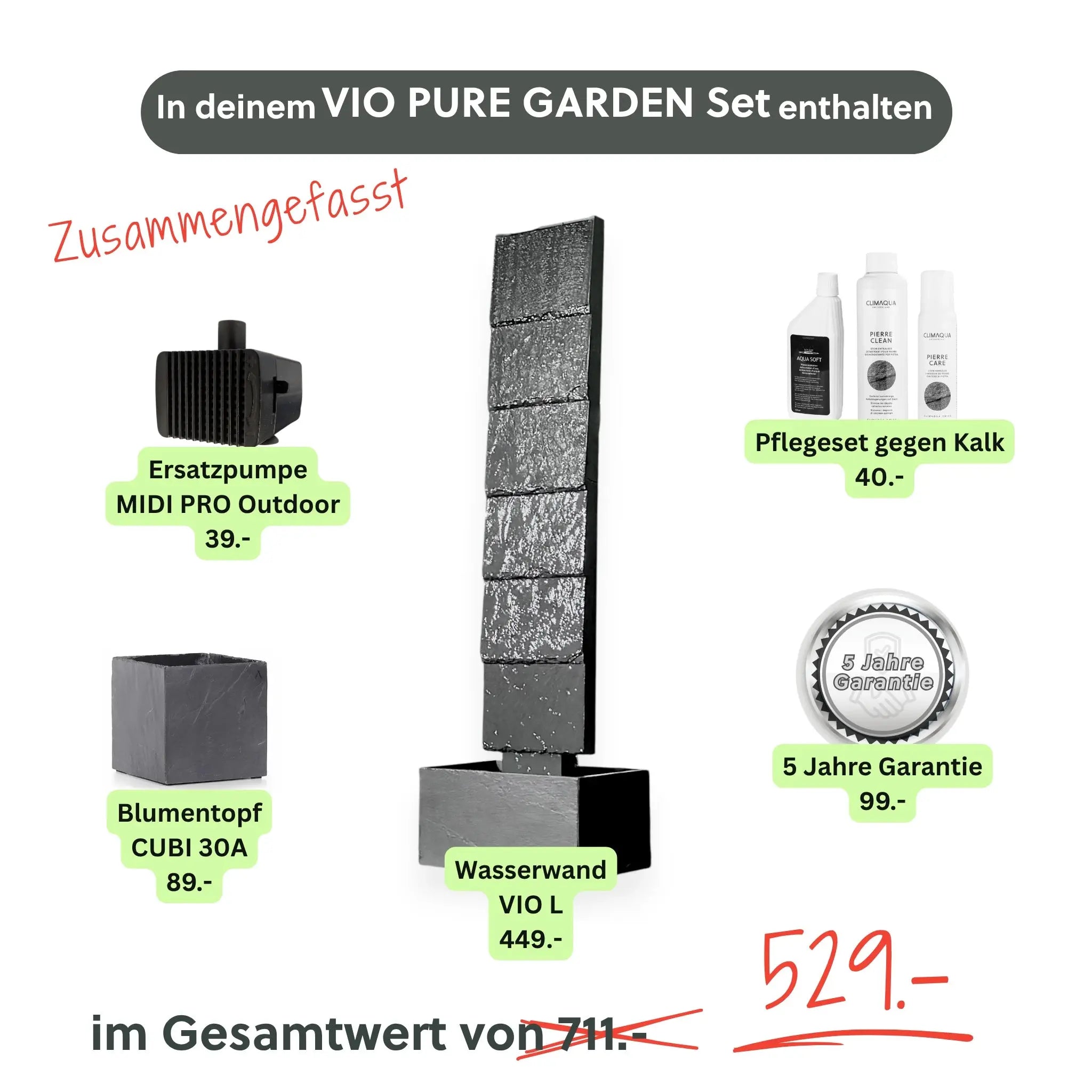 Wasserwand VIO L PURE GARDEN Set - CLIMAQUA