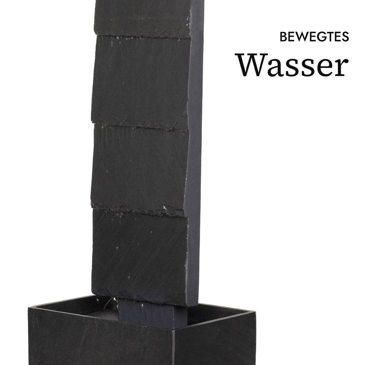 Bewegtes Wasser auf schwarzem Naturschiefer der VIO L