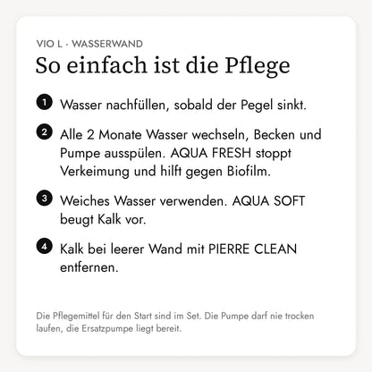 So einfach ist die Pflege der Wasserwand VIO L