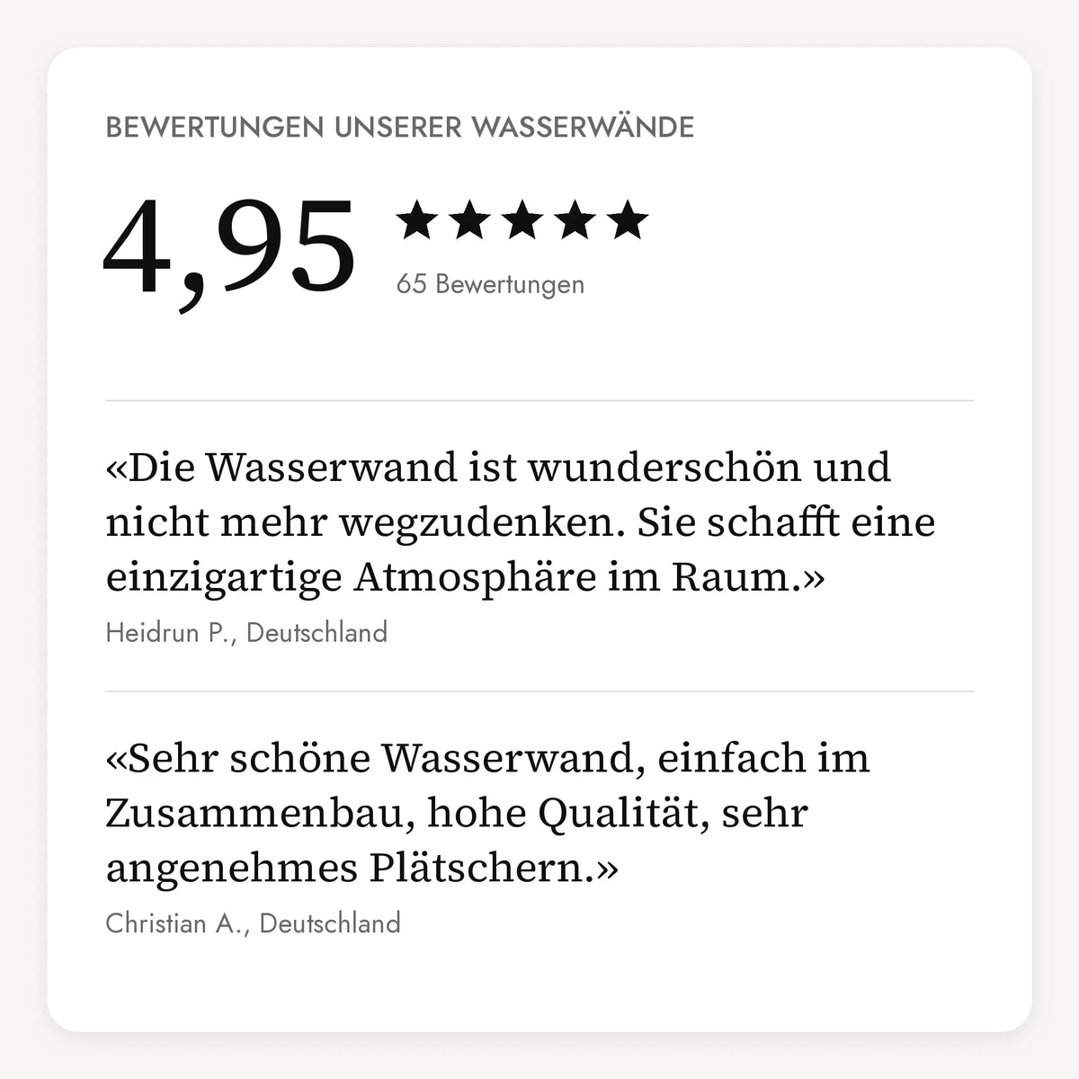 Bewertungen unserer Wasserwände