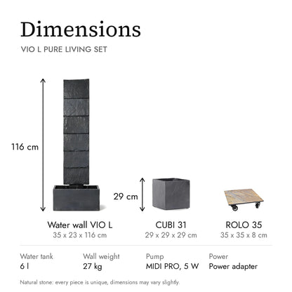 Dimensions of the VIO L PURE LIVING Set