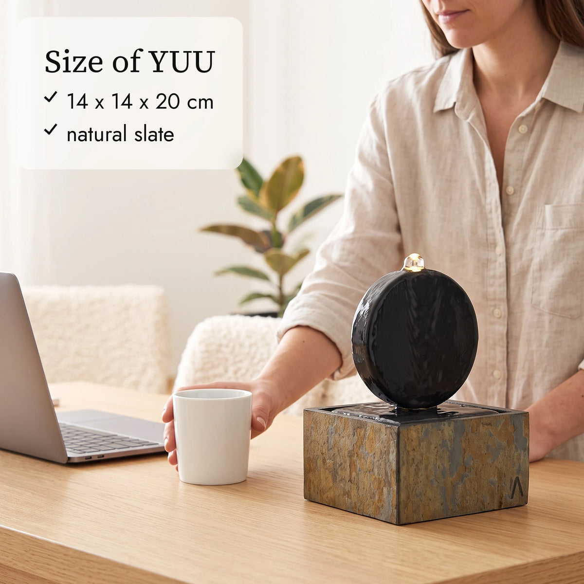 Size of the YUU tabletop fountain (AI content)