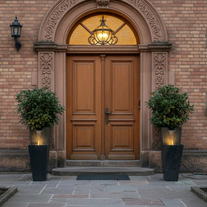 ZOE 30 Anthrazit – Wasserfallbrunnen mit Pflanzgefäss aus Naturschiefer Braun mit LED-Beleuchtung 38 x 26 x 76 cm 25 kg - CLIMAQUA