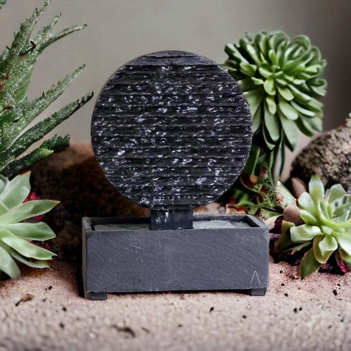 Zen Brunnen Kreis aus Schiefer AYO S - CLIMAQUA