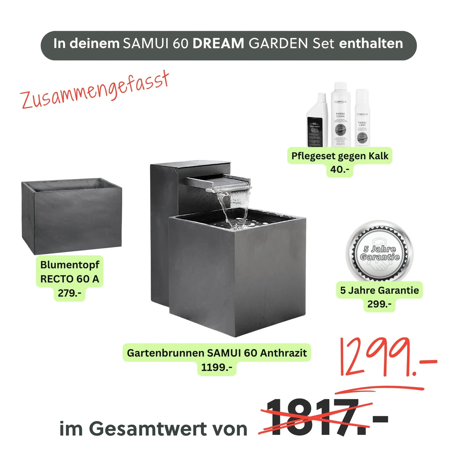 Gartenbrunnen SAMUI 60 DREAM GARDEN Set - CLIMAQUA