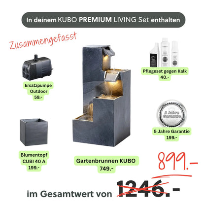Gartenbrunnen KUBO PREMIUM LIVING Set - CLIMAQUA